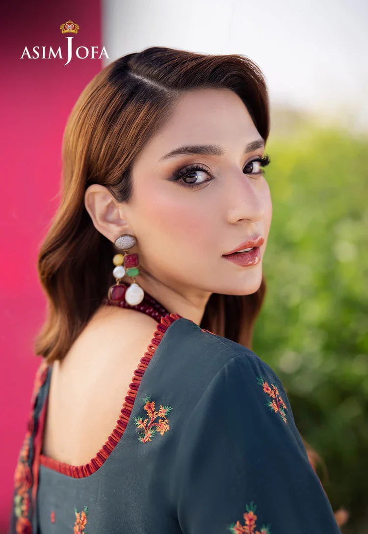 ASIM JOFA-3PC DHANAK EMBROIDERED SHIRT WITH DHANAK EMBROIDERED SHAWL AND TROUSER -ADR-4191