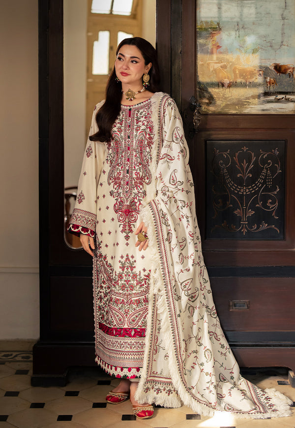 Asim Jofa-3pc Dhanak Sequence Embroidered Shirt With Dhanak Embroidered Shawl And Dhanak Trouser-Adr-4060
