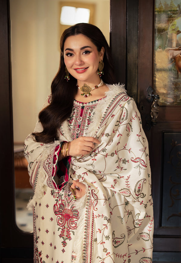 Asim Jofa-3pc Dhanak Sequence Embroidered Shirt With Dhanak Embroidered Shawl And Dhanak Trouser-Adr-4060