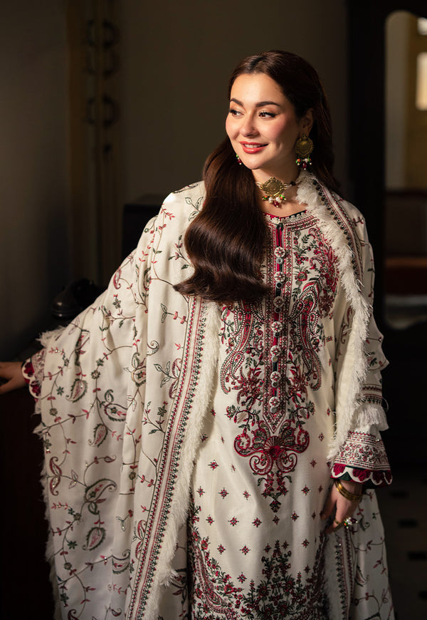 Asim Jofa-3pc Dhanak Sequence Embroidered Shirt With Dhanak Embroidered Shawl And Dhanak Trouser-Adr-4060