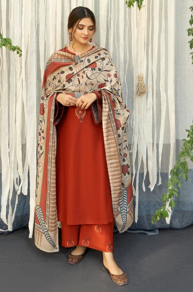 URGE - 3PC DHANAK EMBROIDERED BA-W113