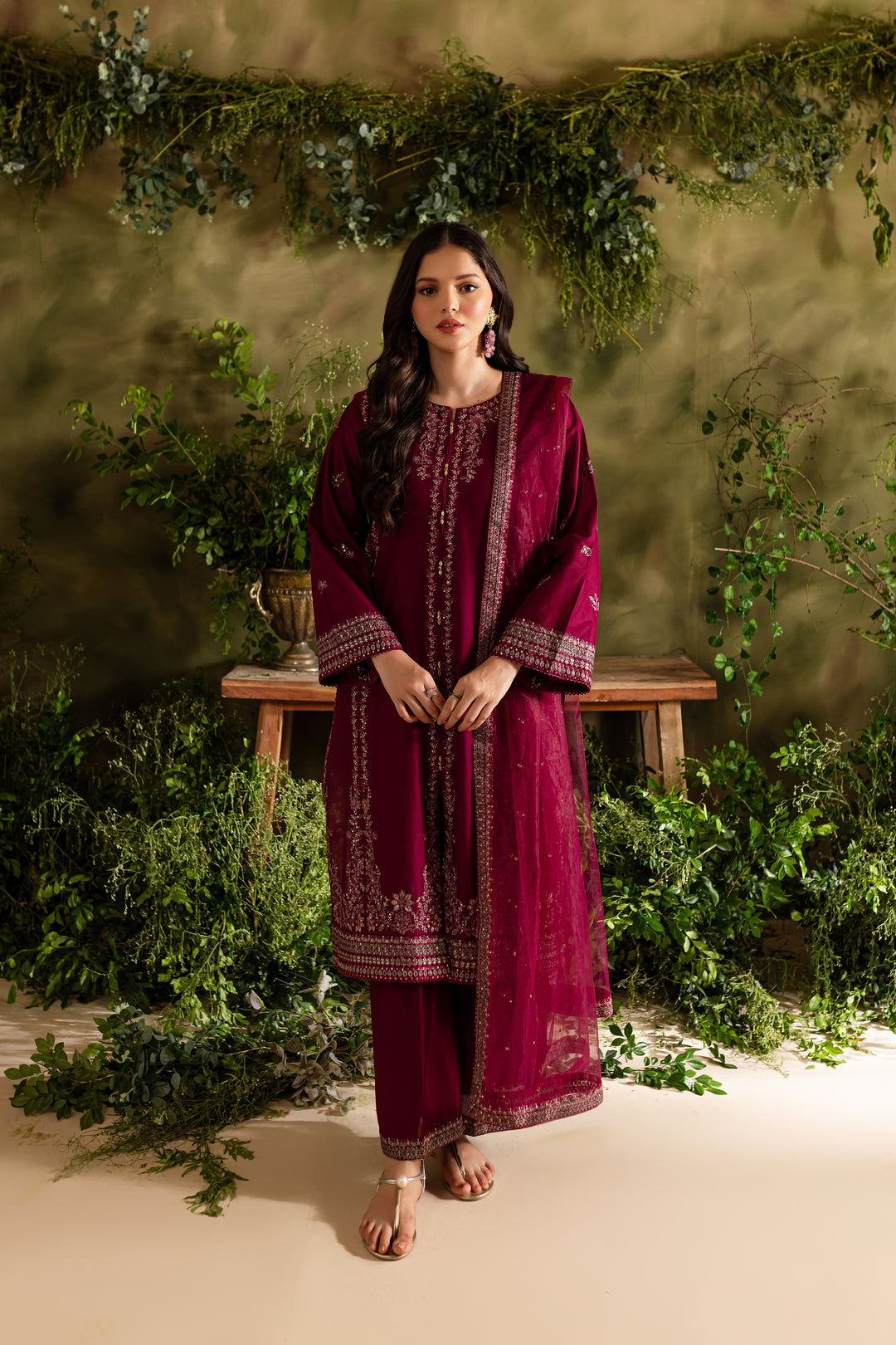 Jugnu 3Pc - Embroidered Lawn Dress