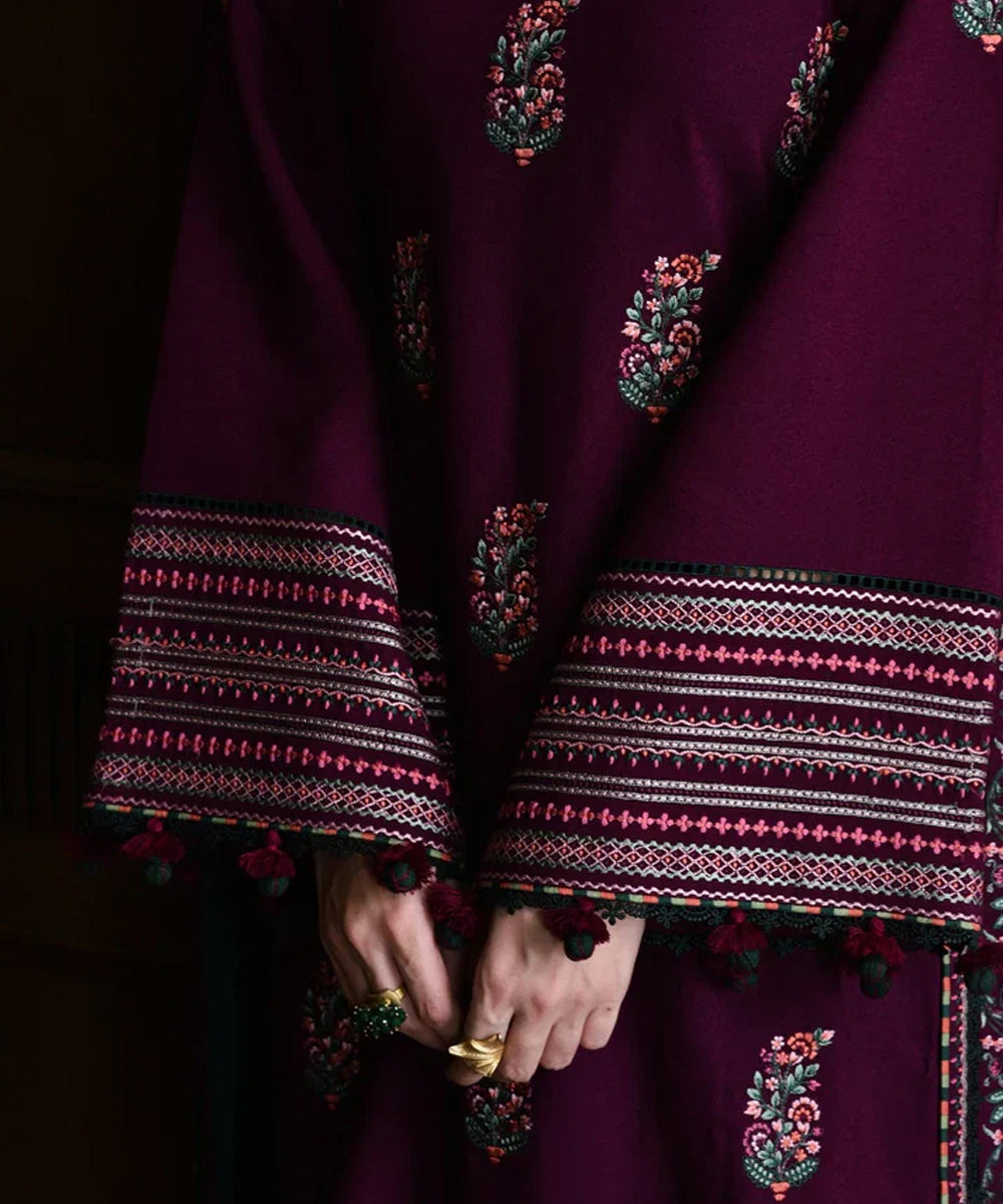 Dhanak 3PC Embroidered Shirt with Dhanak Embroidered Dupatta-3563