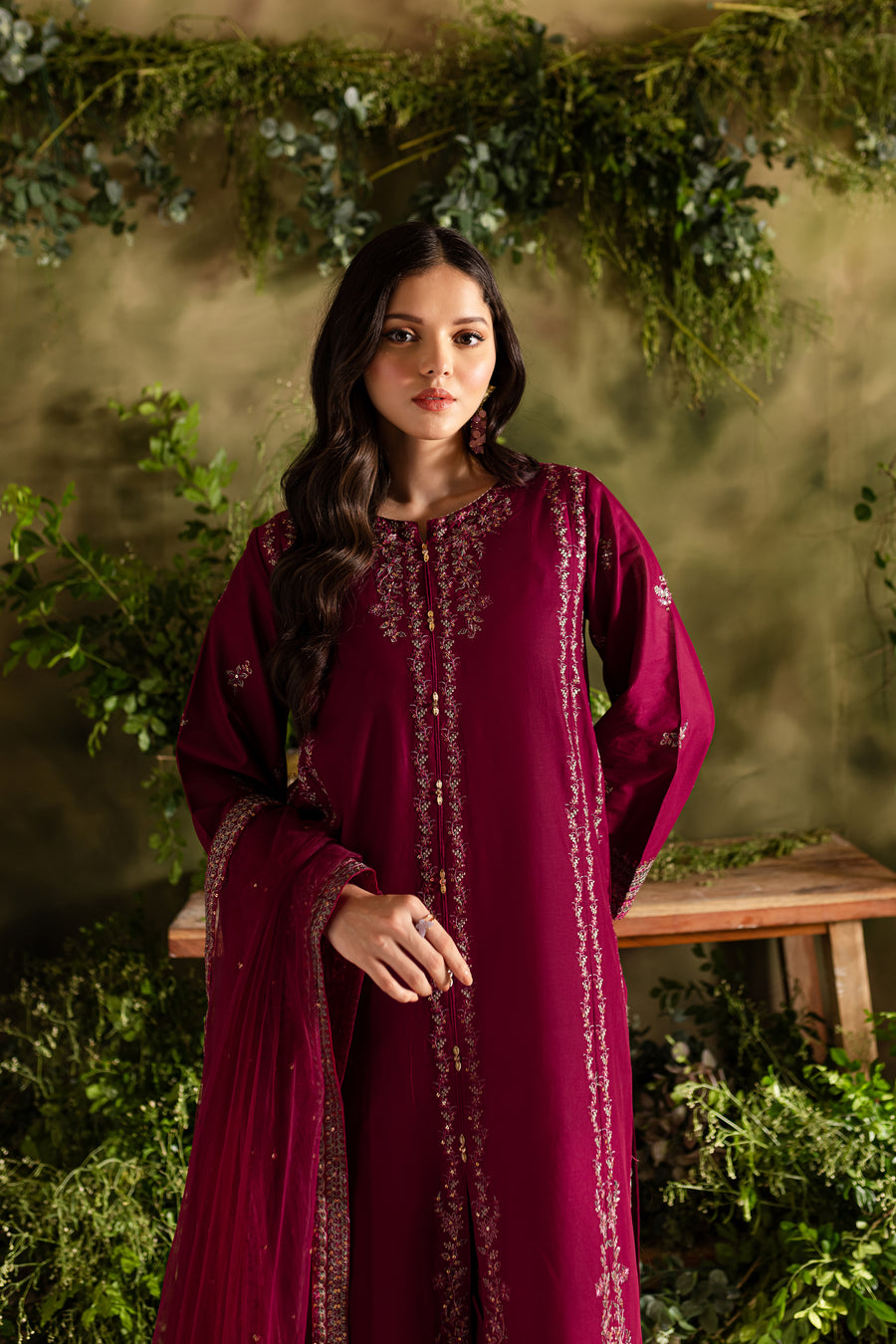 Jugnu 3Pc - Embroidered Lawn Dress
