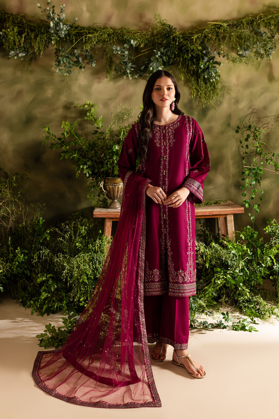 Jugnu 3Pc - Embroidered Lawn Dress