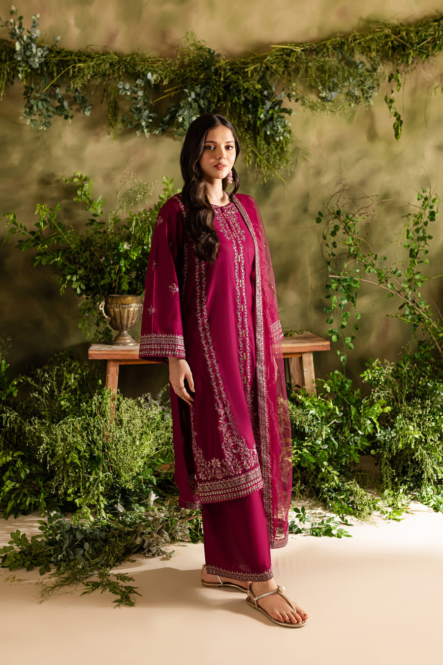 Jugnu 3Pc - Embroidered Lawn Dress