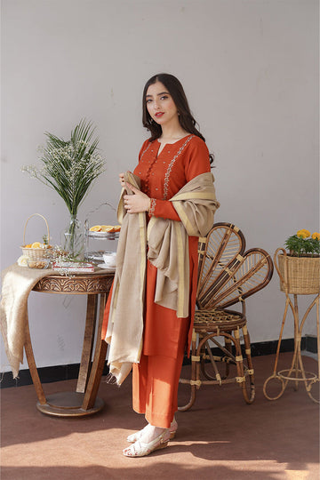 AISLING - 3PC DHANAK EMBROIDERED BA-W165