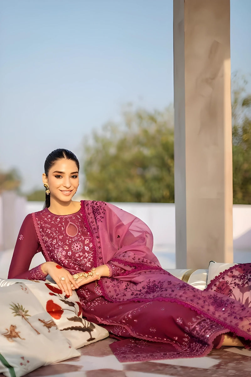 CROSS STITCH - 3PC DHANAK EMBROIDERED BA-W54