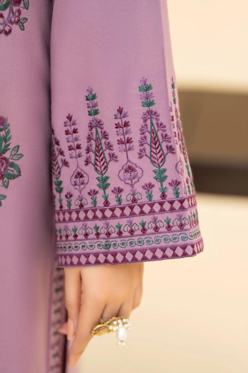 Izel - 3PC Dhanak Embroidered Suit with Embroidered Shawl and Embroidered Trouser