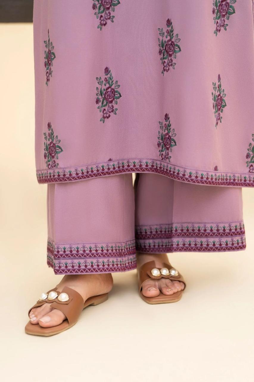 Izel - 3PC Dhanak Embroidered Suit with Embroidered Shawl and Embroidered Trouser