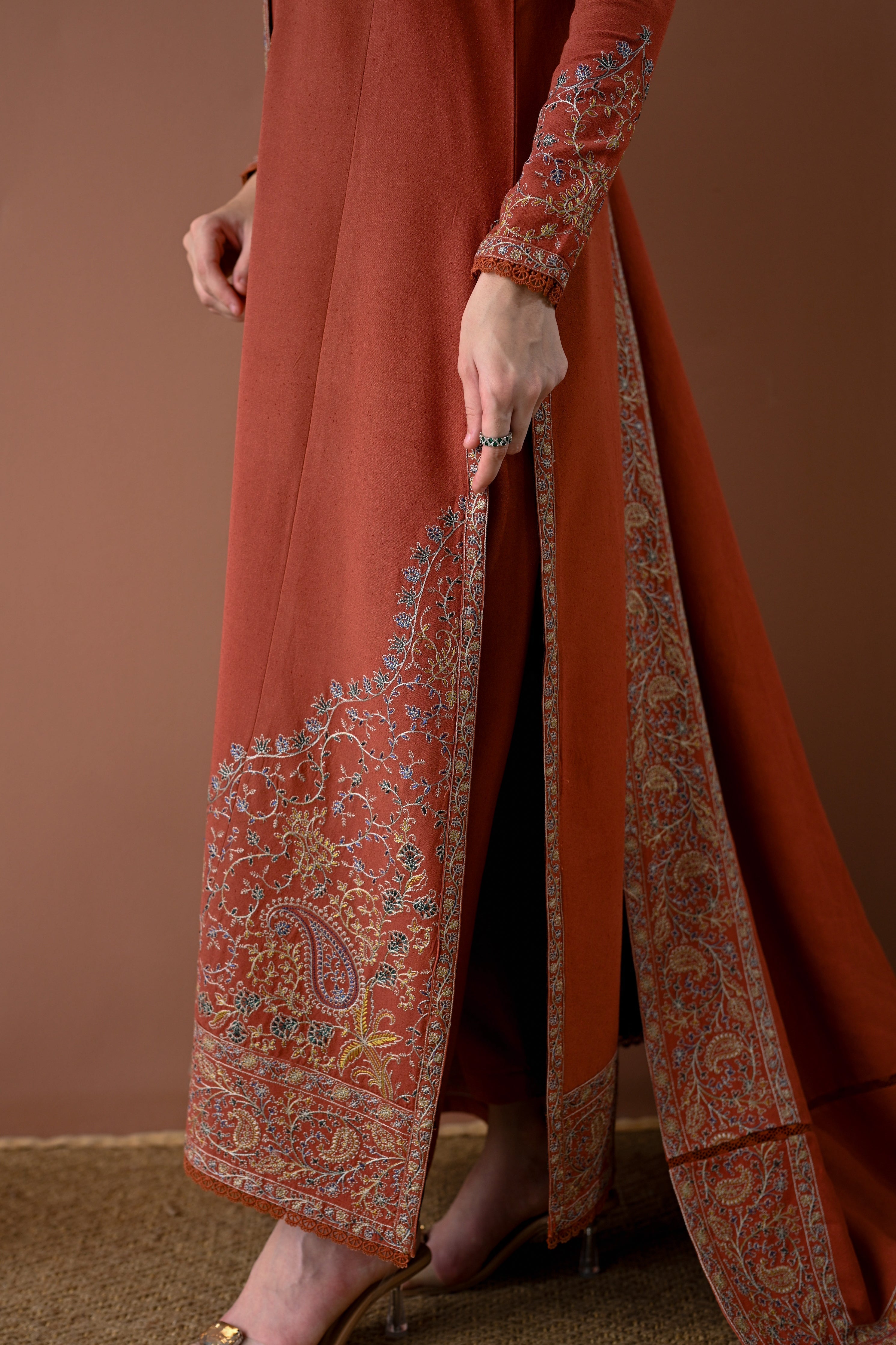 BATIK-3PC DHANAK EMBROIDERED SHIRT WITH DHANAK EMBROIDERED SHAWL AND TROUSER-BIC-4313