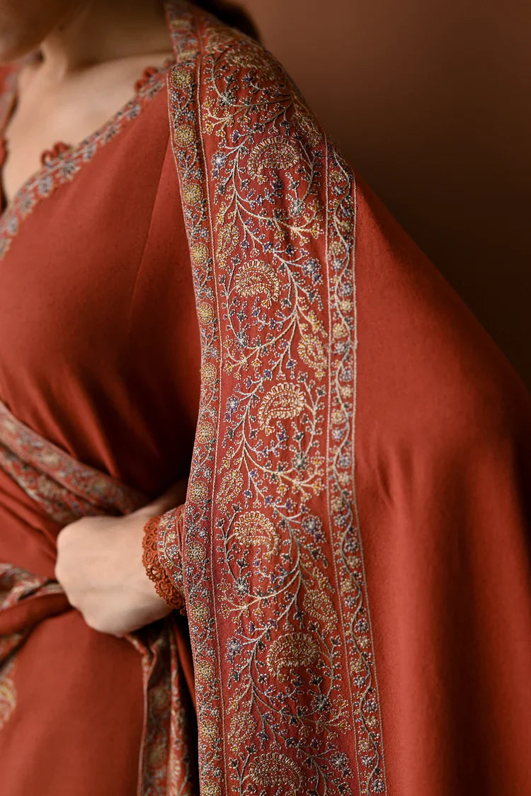 BATIK-3PC DHANAK EMBROIDERED SHIRT WITH DHANAK EMBROIDERED SHAWL AND TROUSER-ADR-4313