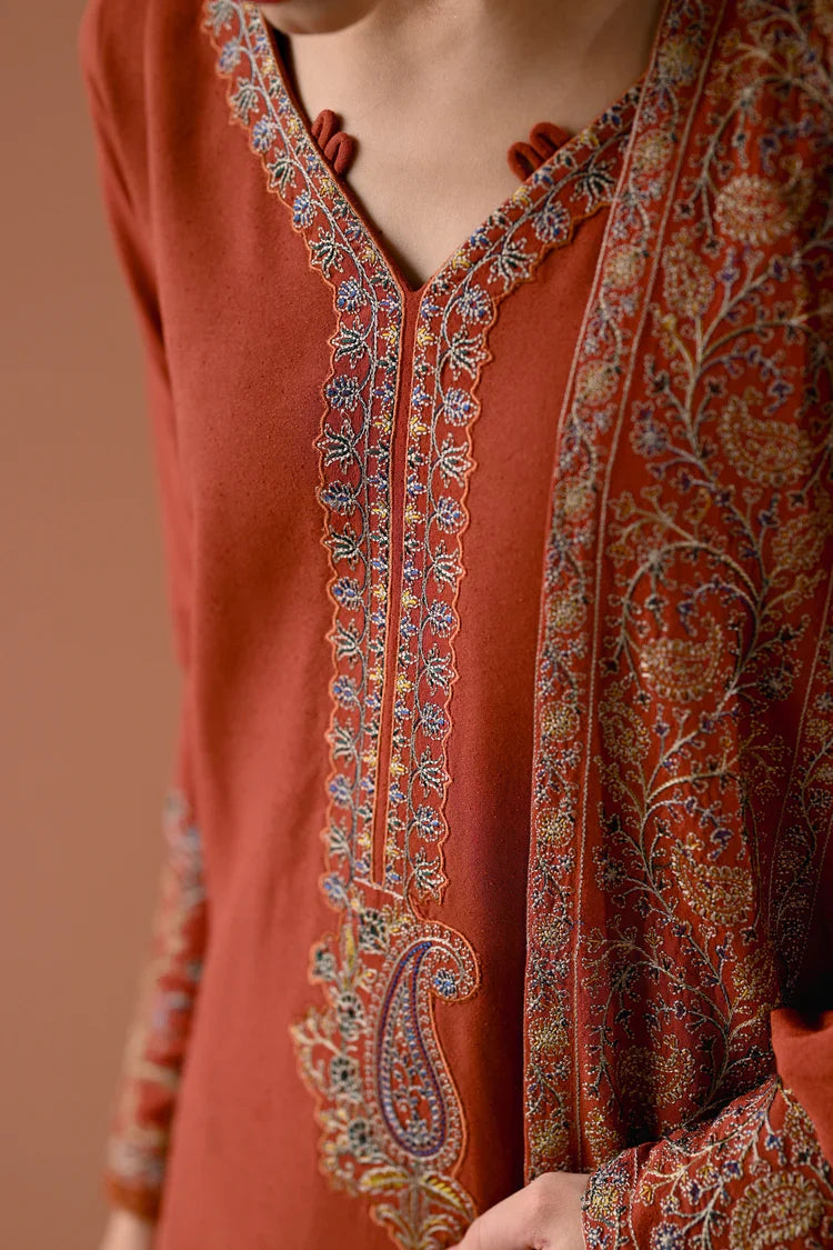 BATIK-3PC DHANAK EMBROIDERED SHIRT WITH DHANAK EMBROIDERED SHAWL AND TROUSER-ADR-4313