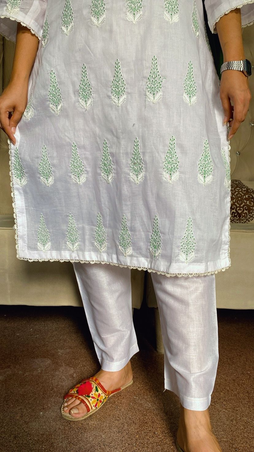 Green Embroidered 3Pc