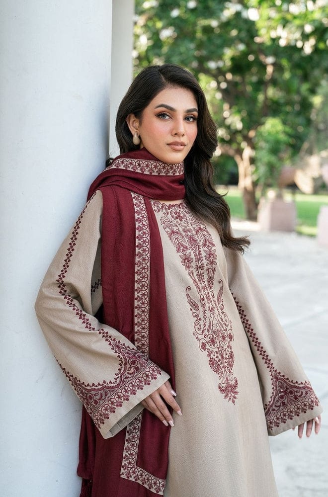 Highly Recommended SR-KD910 Unstitched Heavy Embroidered Dhanak Suit With Embroidered Dhanak Shawl