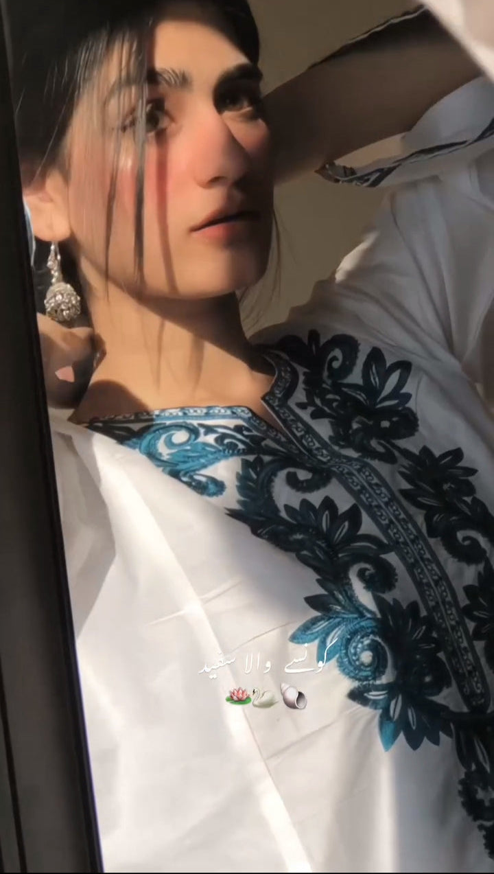 White Elegant Embroidered 2Pc