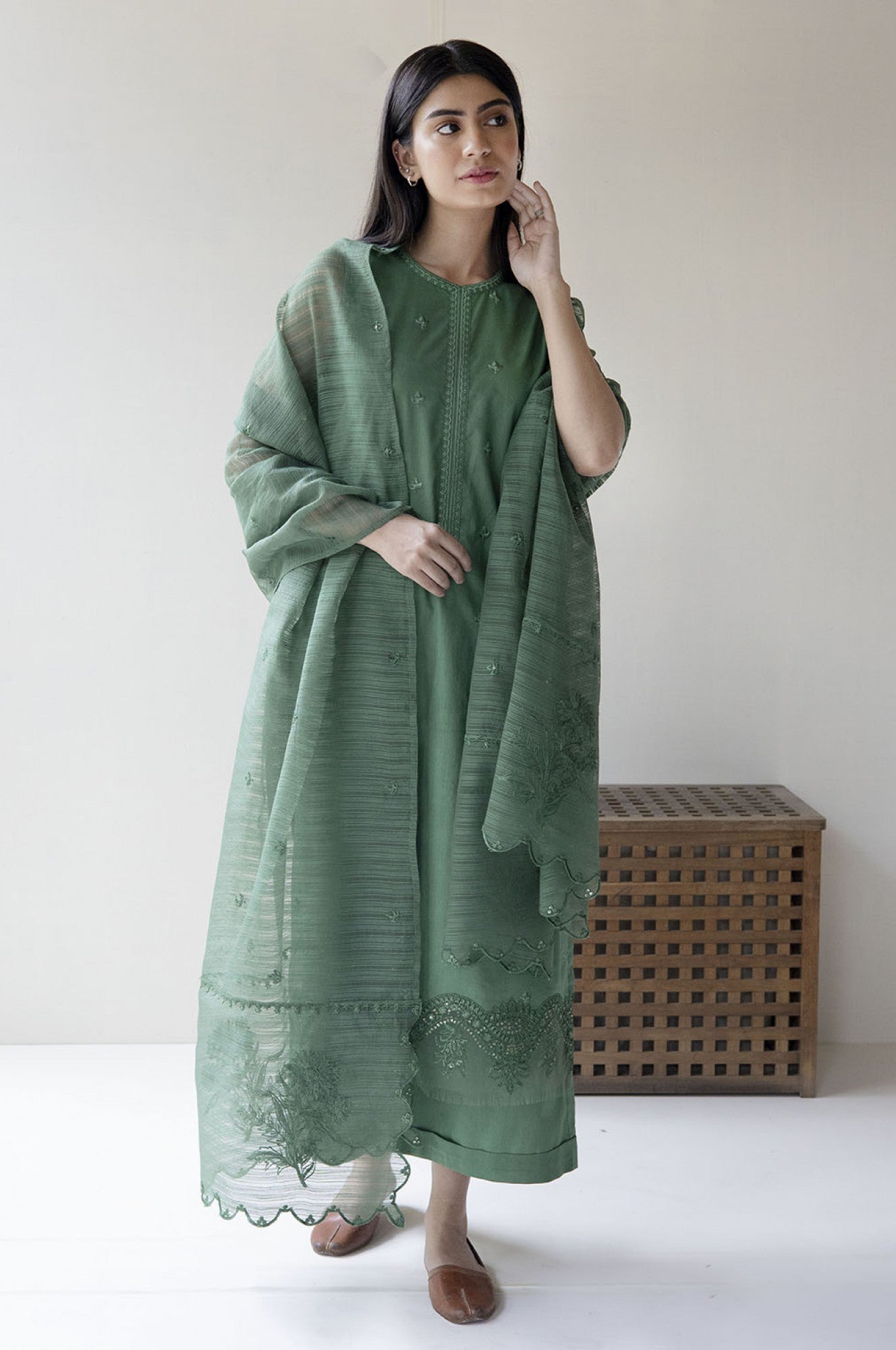 DYOT - 3PC DHANAK EMBROIDERED BA-W23