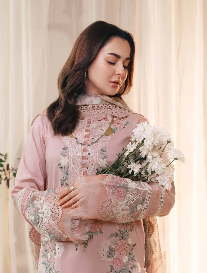 Dhanak-3PC Embroidered Shirt with Digital Printed Wool Shawl - 3402