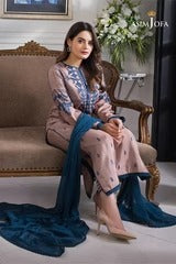 ASIM JOFA - 3PC DHANAK EMBROIDERED BA-W75