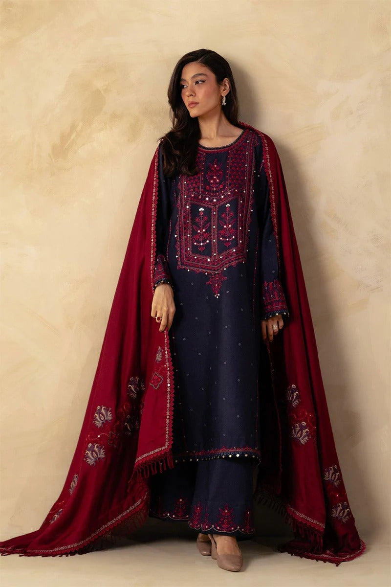 ZARA SHAH JAHAN - 3PC DHANAK EMBROIDERED BA-W80B
