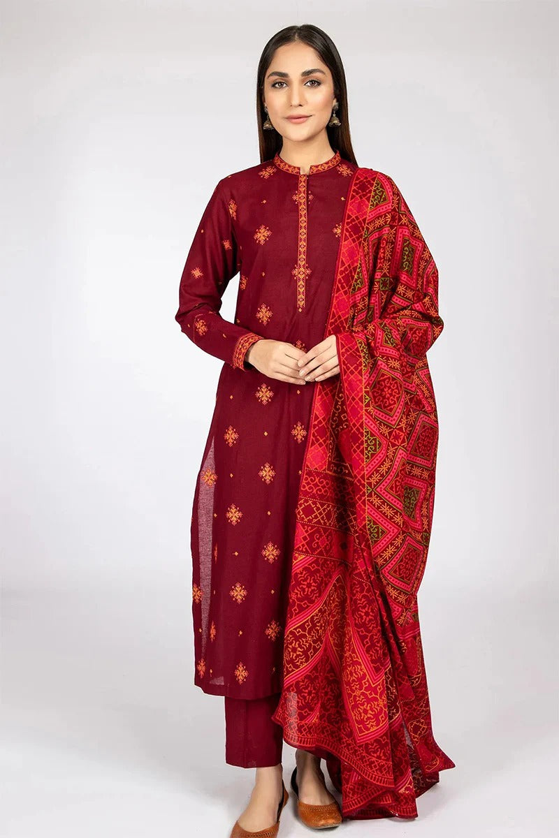 KAYSERIA - 3PC DHANAK EMBROIDERED BA-W68