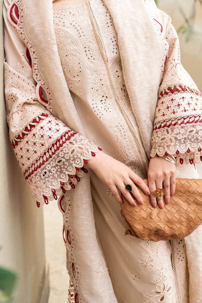 QALAMKAR - 3PC Embroidered Lawn Shirt with MANAAR Embroidered Dupatta and Trouser - HZG2124