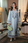 JADE - 3PC Unstitched LAWN EMBROIDERED SHIRT WITH Digital Print Shawl AND Dyed TROUSER -  ABS 025