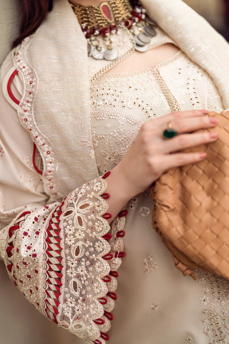 QALAMKAR - 3PC Embroidered Lawn Shirt with MANAAR Embroidered Dupatta and Trouser - HZG2124