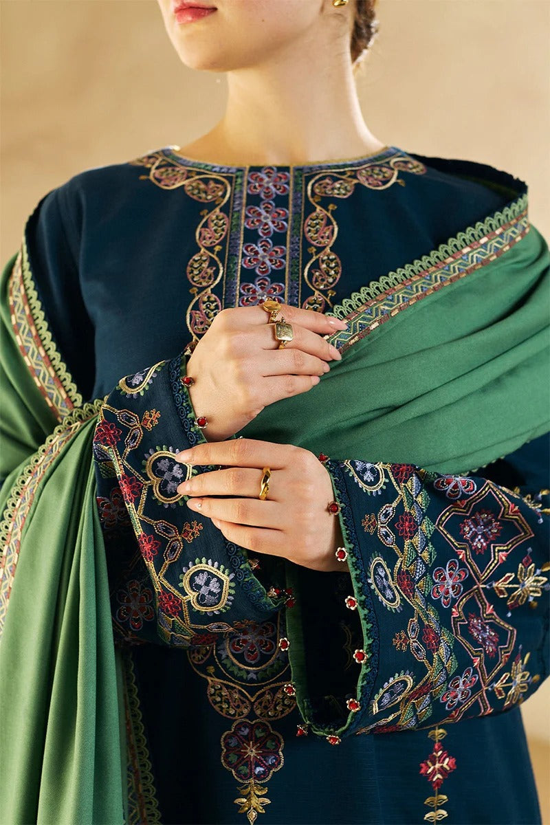 ZARA SHAHJAHAN - 3PC DHANAK EMBROIDERED BA-W77