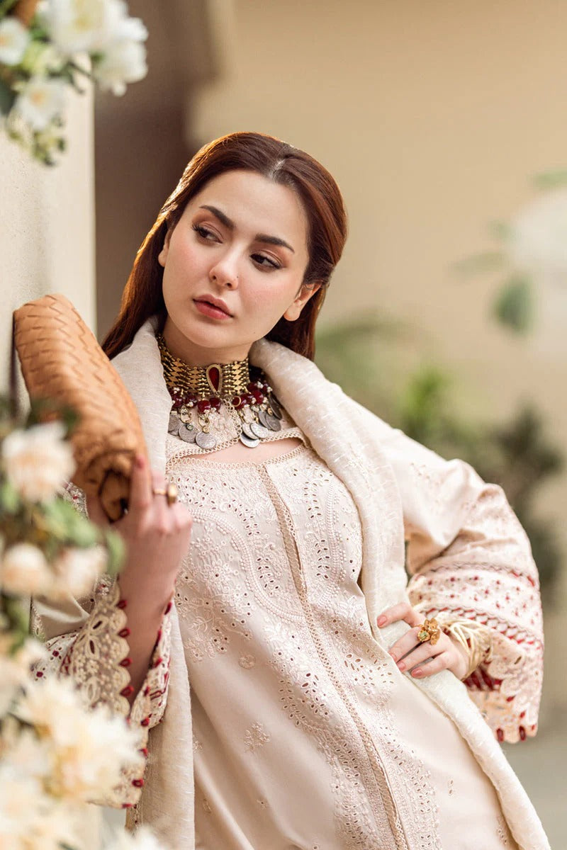 QALAMKAR - 3PC Embroidered Lawn Shirt with MANAAR Embroidered Dupatta and Trouser - HZG2124