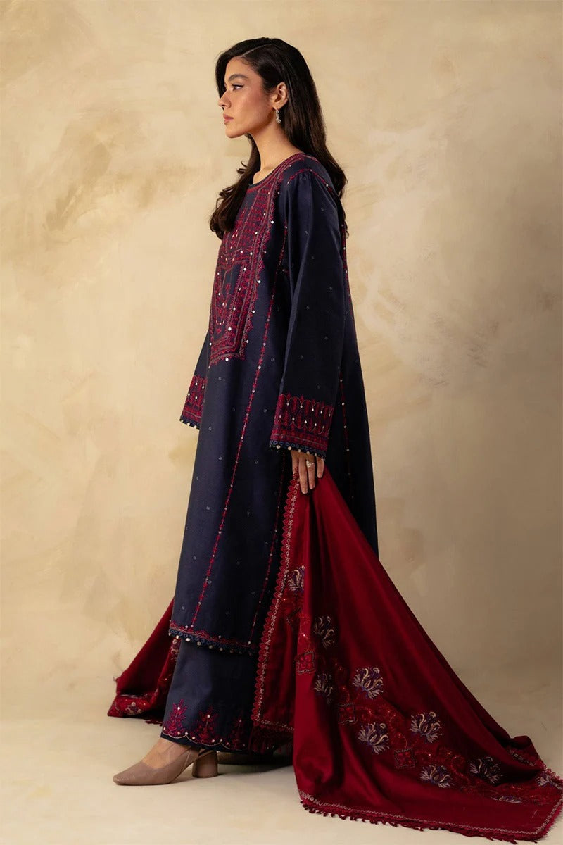 ZARA SHAH JAHAN - 3PC DHANAK EMBROIDERED BA-W80B