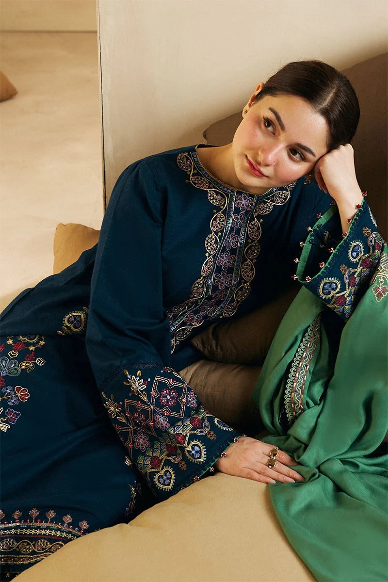 ZARA SHAHJAHAN - 3PC DHANAK EMBROIDERED BA-W77