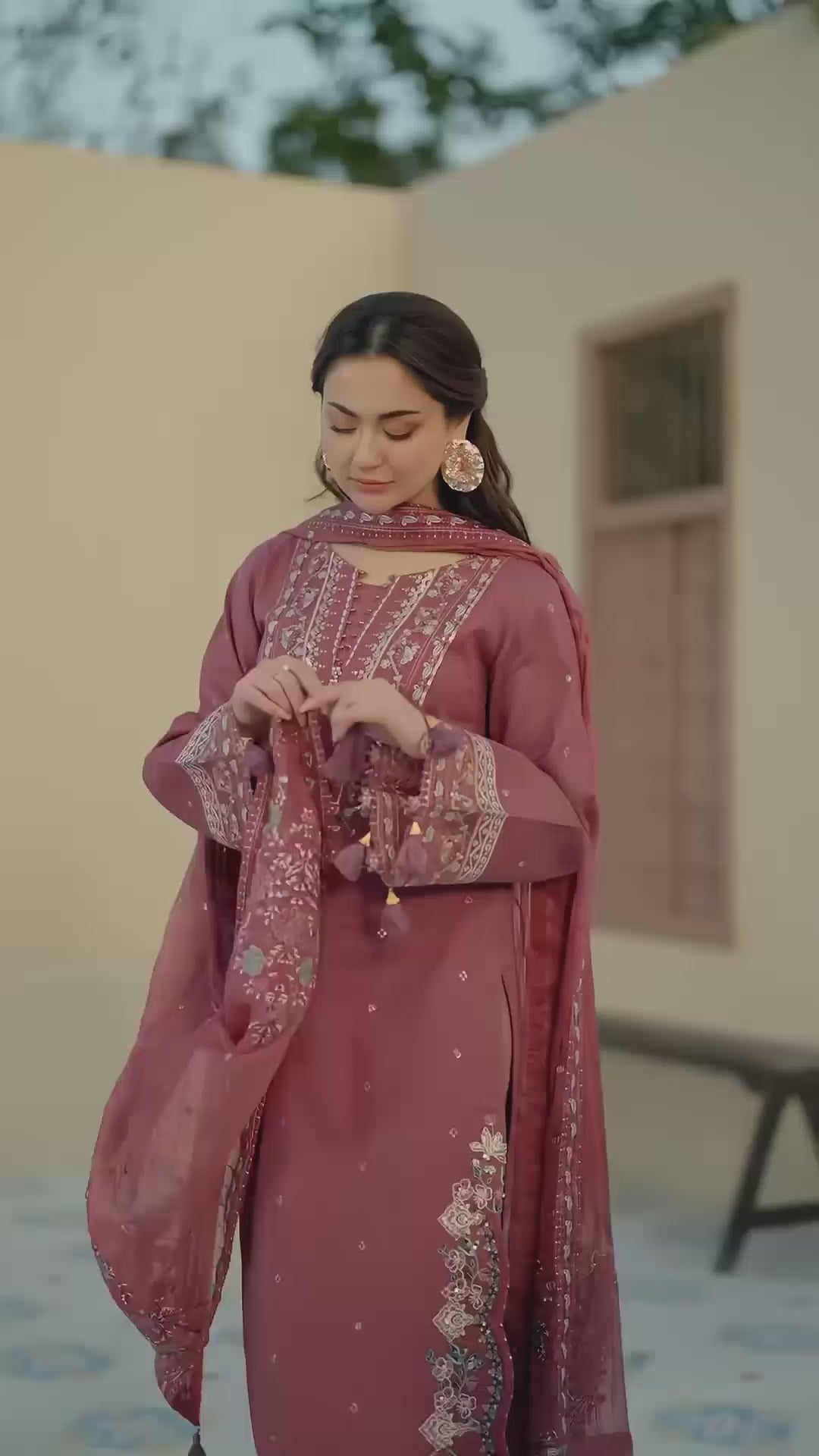 Dhanak-3PC Embroidered Shirt with Chiffon Embroidered Dupatta-1321W